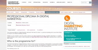 University of Westminster Offering a Professional Diploma in Digital Marketing