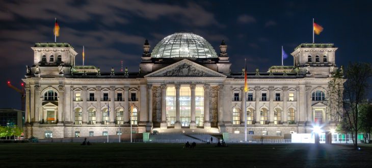 Berlin Reichstag building at night