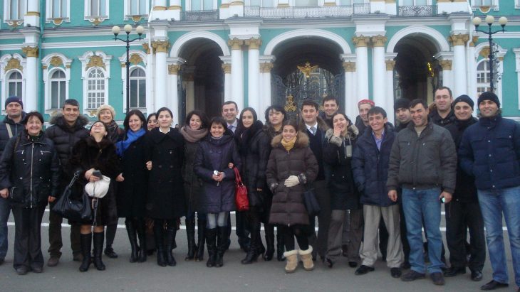 Aga Khan Foundation International Scholarship Programme alumni during a visit to Hermitage Museum in Saint Petersburg, Russia